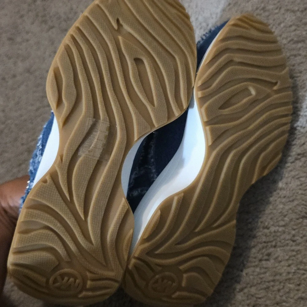 Michael Kors Ari Trainer Frayed Denim Sneakers - Picture 7 of 11